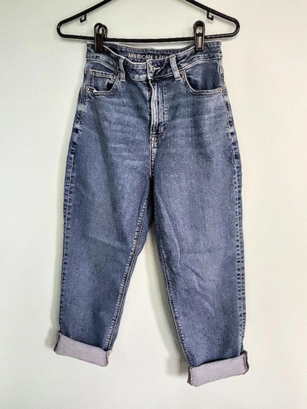 American Eagle Mom Jeans in Blue Waist 8 Short